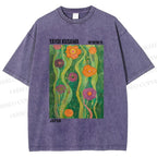 Unisex Yayoi Kusama Abstract Flower Printed Washed Tee