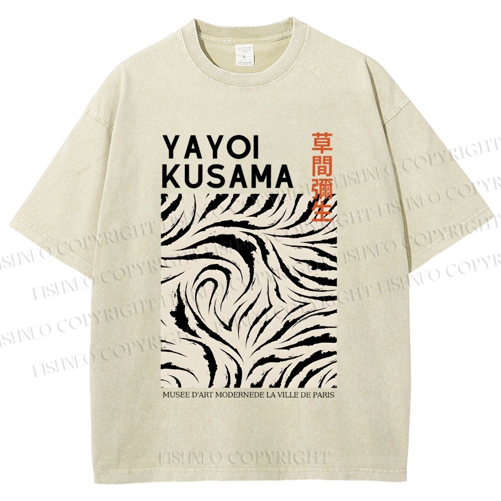 Unisex Yayoi Kusama Abstract Printed Washed Tee