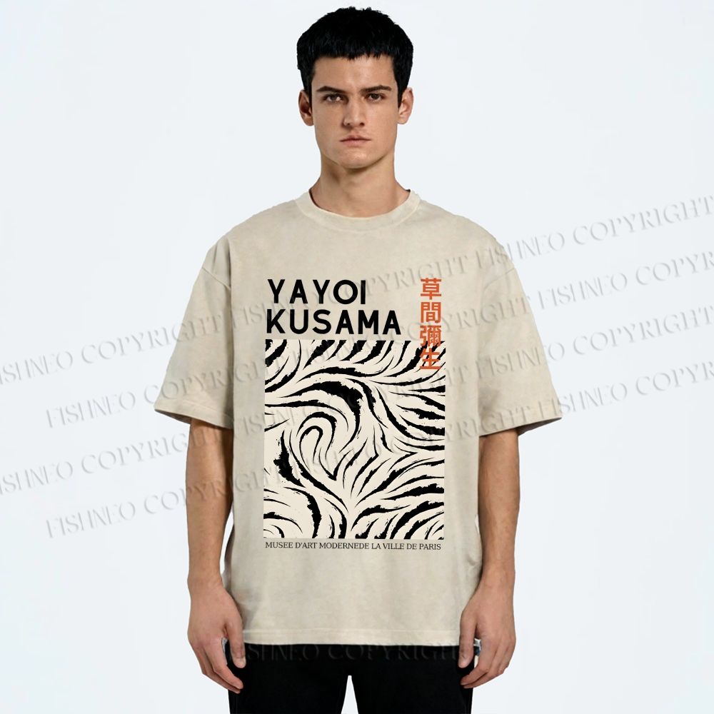 Unisex Yayoi Kusama Abstract Printed Washed Tee