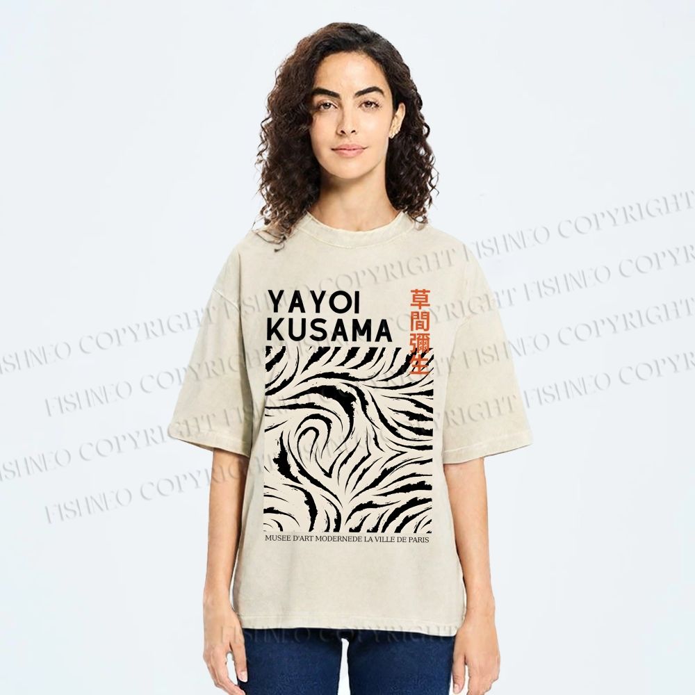 Unisex Yayoi Kusama Abstract Printed Washed Tee