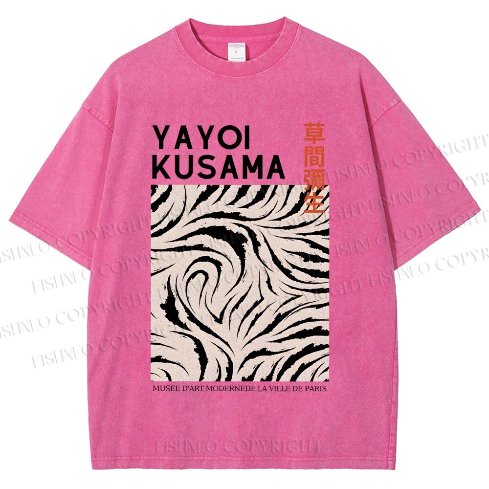 Unisex Yayoi Kusama Abstract Printed Washed Tee