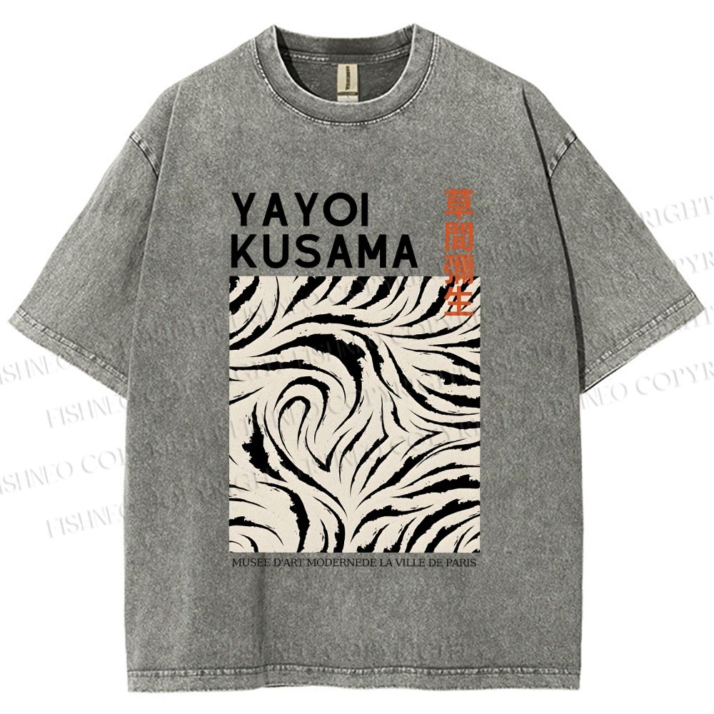 Unisex Yayoi Kusama Abstract Printed Washed Tee
