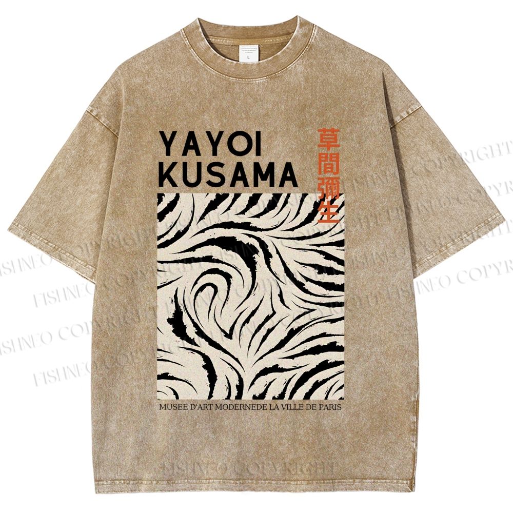 Unisex Yayoi Kusama Abstract Printed Washed Tee