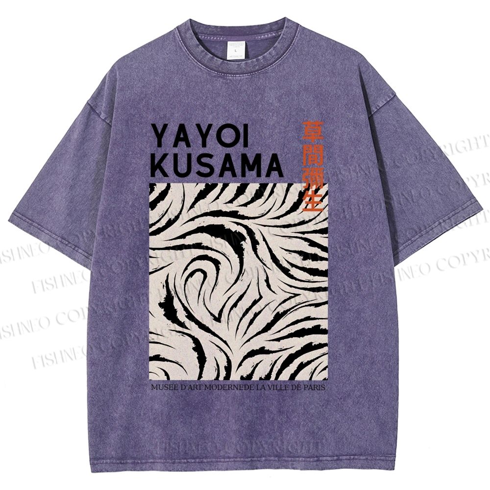 Unisex Yayoi Kusama Abstract Printed Washed Tee
