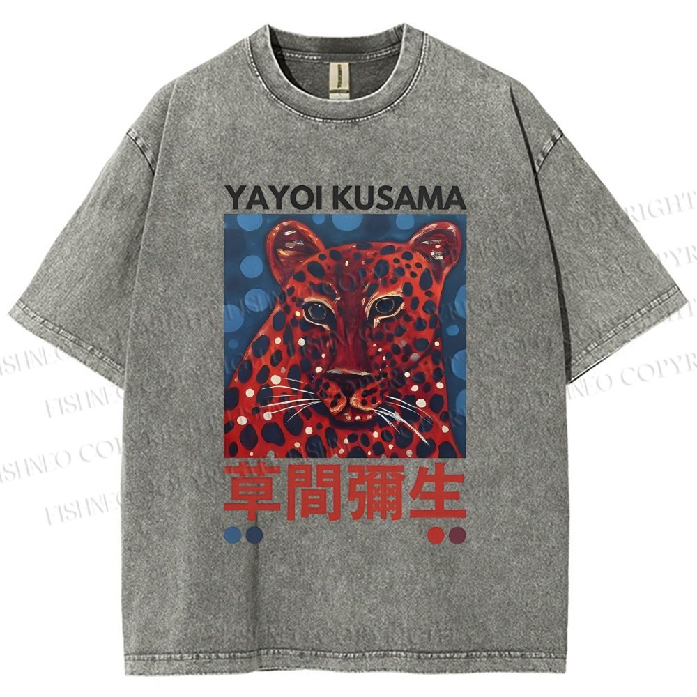 Unisex Yayoi Kusama Tiger Printed Washed Tee