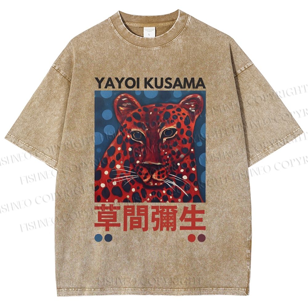 Unisex Yayoi Kusama Tiger Printed Washed Tee