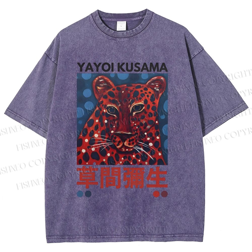 Unisex Yayoi Kusama Tiger Printed Washed Tee