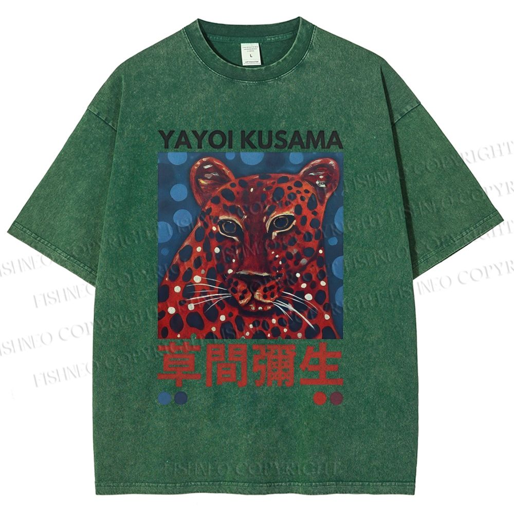 Unisex Yayoi Kusama Tiger Printed Washed Tee