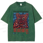 Unisex Yayoi Kusama Tiger Printed Washed Tee