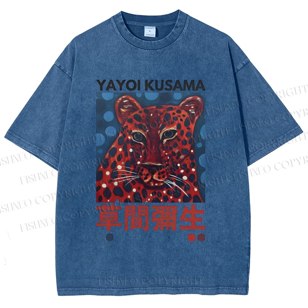 Unisex Yayoi Kusama Tiger Printed Washed Tee