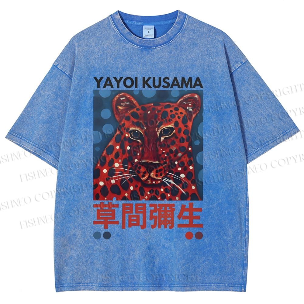 Unisex Yayoi Kusama Tiger Printed Washed Tee