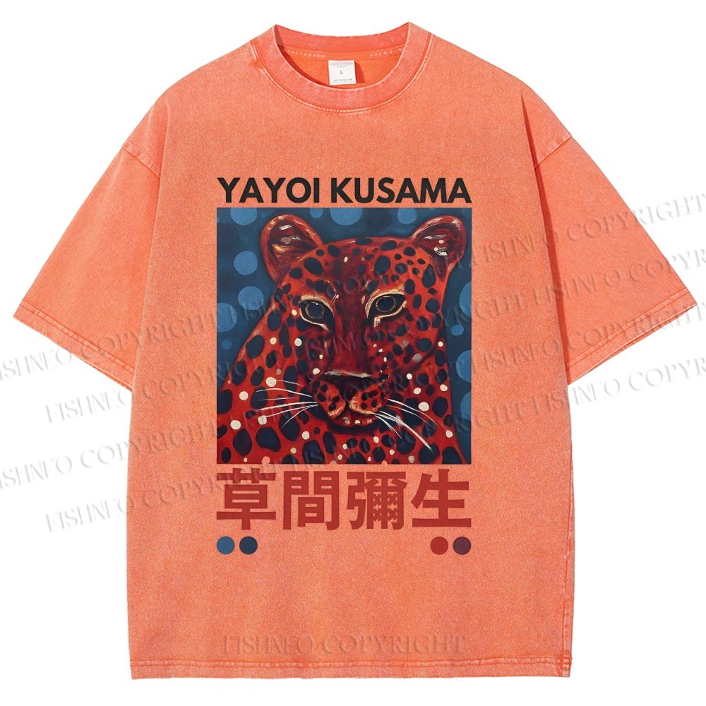 Unisex Yayoi Kusama Tiger Printed Washed Tee