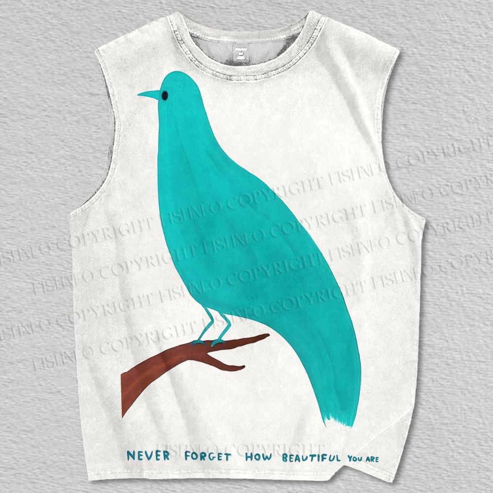 Unisex Bird Printed Tank Top