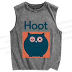 Unisex Funny Owl is a Hoot Printed Washed Tank Top