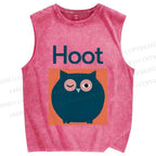Unisex Funny Owl is a Hoot Printed Washed Tank Top