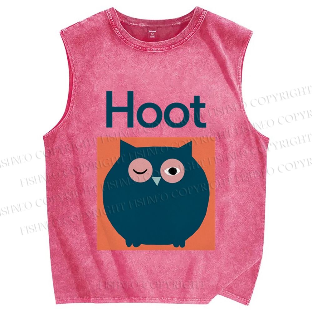 Unisex Funny Owl is a Hoot Printed Washed Tank Top