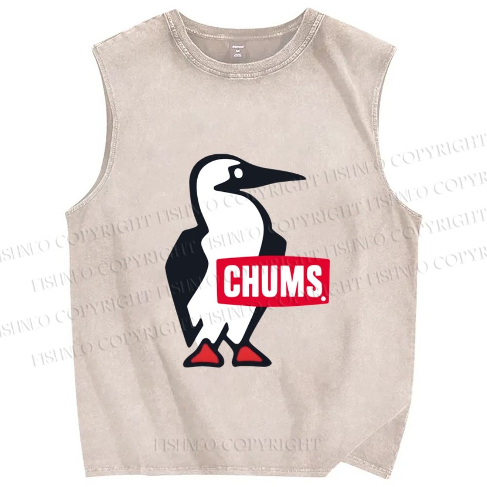 Unisex Penguin Chums Printed Washed Tank Top