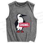 Unisex Penguin Chums Printed Washed Tank Top