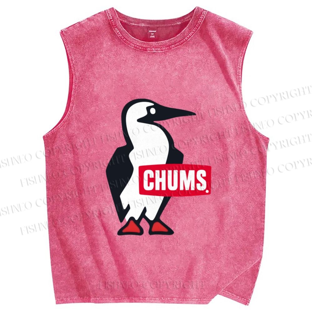 Unisex Penguin Chums Printed Washed Tank Top