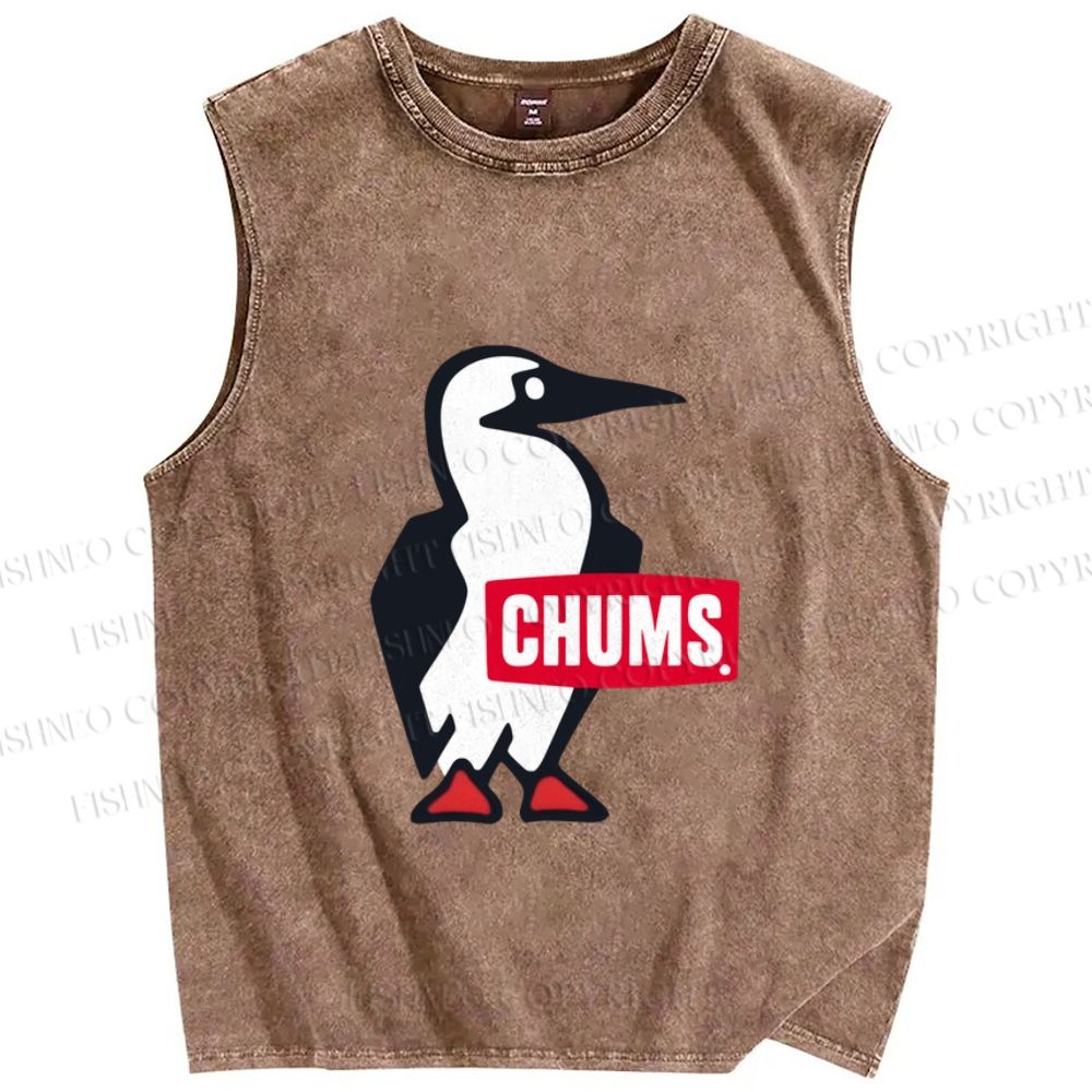 Unisex Penguin Chums Printed Washed Tank Top