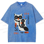 Unisex Silly Owls Printed Washed Tee