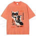 Unisex Silly Owls Printed Washed Tee