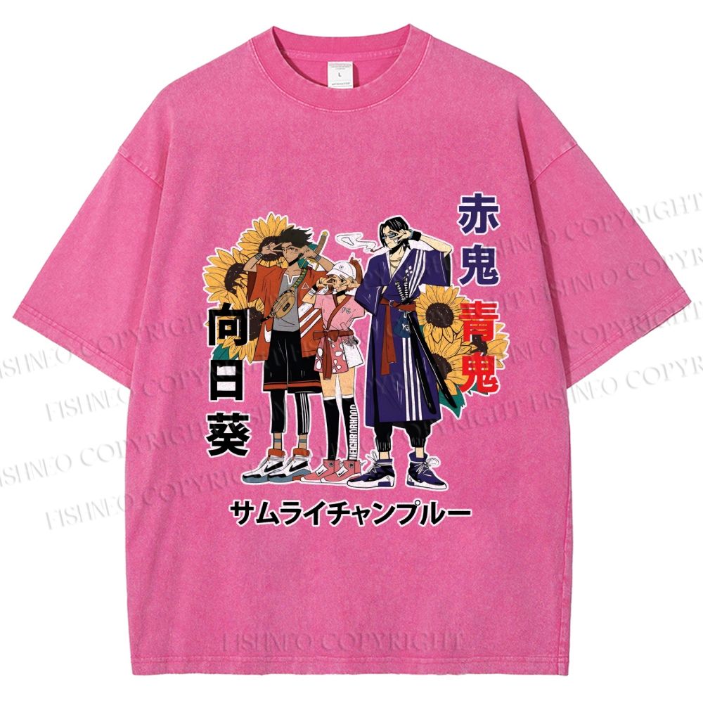 Unisex Samurai Champloo Japanese Printed Washed Tee