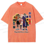 Unisex Samurai Champloo Japanese Printed Washed Tee