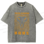 Unisex Yayoi Kusama Line Lion Printed Washed Tee