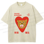 Unisex Yayoi Kusama Silly Panther in Heart Printed Washed Tee