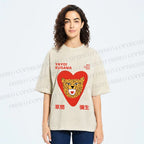 Unisex Yayoi Kusama Silly Panther in Heart Printed Washed Tee