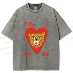 Unisex Yayoi Kusama Silly Panther in Heart Printed Washed Tee