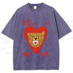 Unisex Yayoi Kusama Silly Panther in Heart Printed Washed Tee