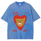 Unisex Yayoi Kusama Silly Panther in Heart Printed Washed Tee
