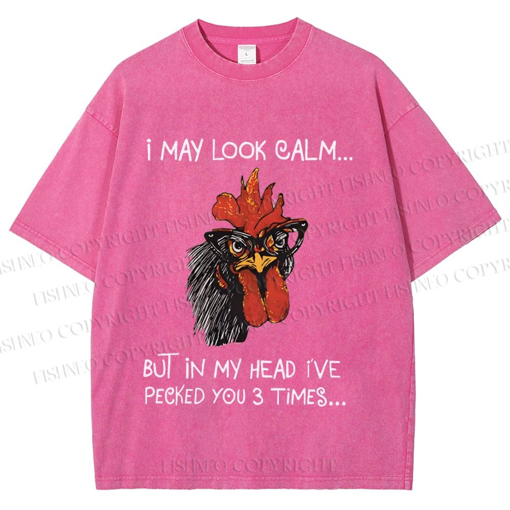 Unisex Calm-Look Rooster Printed Washed Tee
