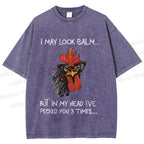 Unisex Calm-Look Rooster Printed Washed Tee