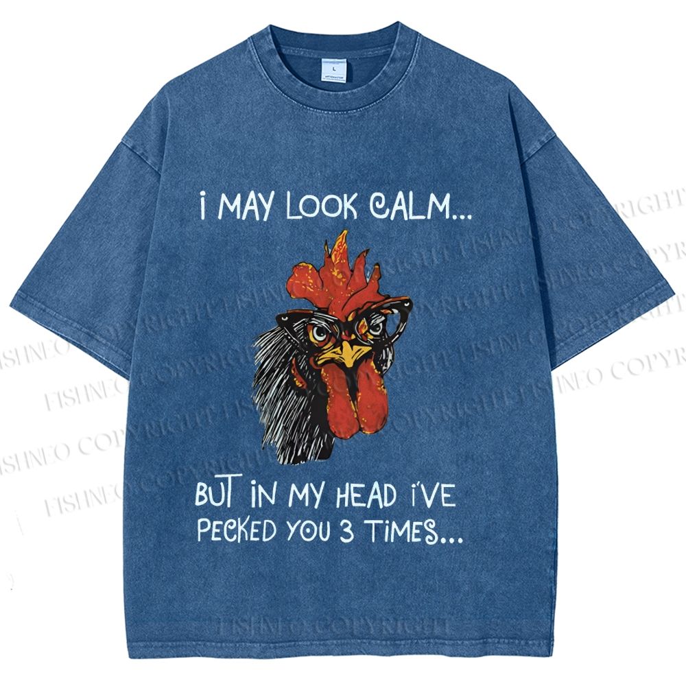 Unisex Calm-Look Rooster Printed Washed Tee