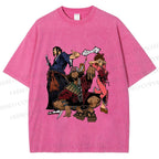 Unisex Samurai Champloo Graffiti  Printed Washed Tee