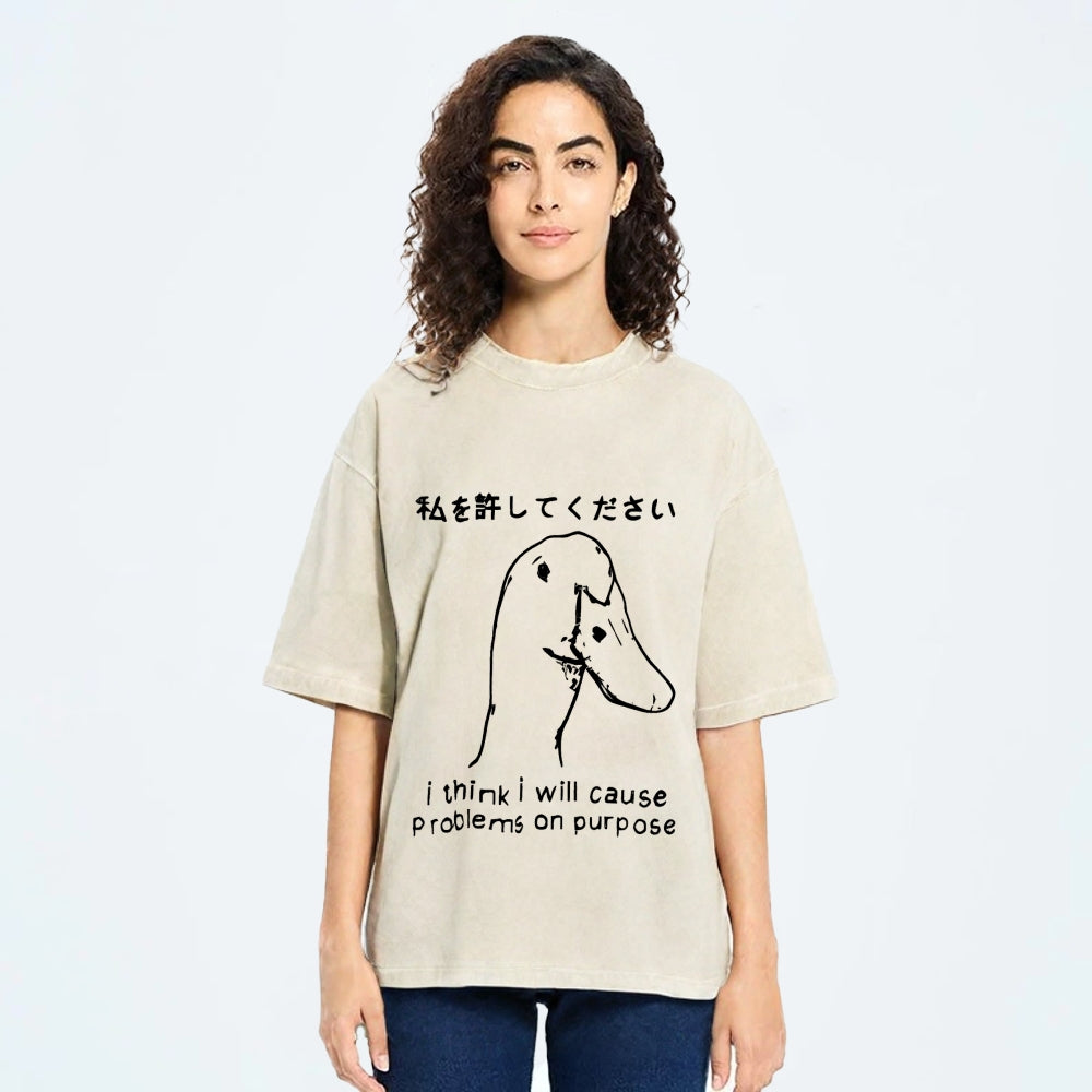 Stupid Goose Funny Washed T-Shirt