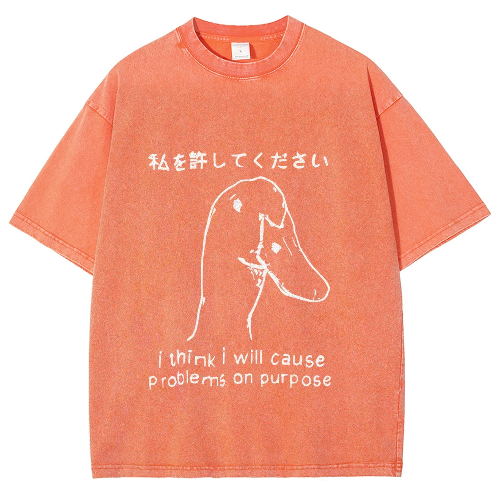 Stupid Goose Funny Washed T-Shirt