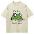 Unisex "I'm Fine" Frog Printed Washed Tee
