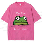 Unisex "I'm Fine" Frog Printed Washed Tee