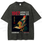 Unisex 1967 Japan Art Exhibition Bird Printed Washed Tee