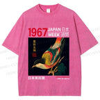 Unisex 1967 Japan Art Exhibition Bird Printed Washed Tee