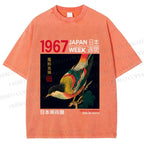 Unisex 1967 Japan Art Exhibition Bird Printed Washed Tee