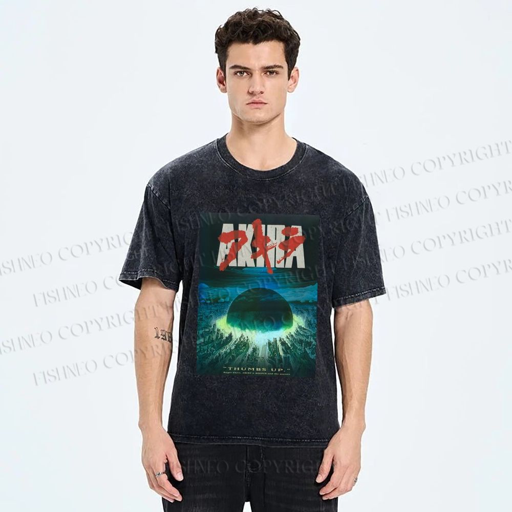 Unisex Akira Printed Washed Tee