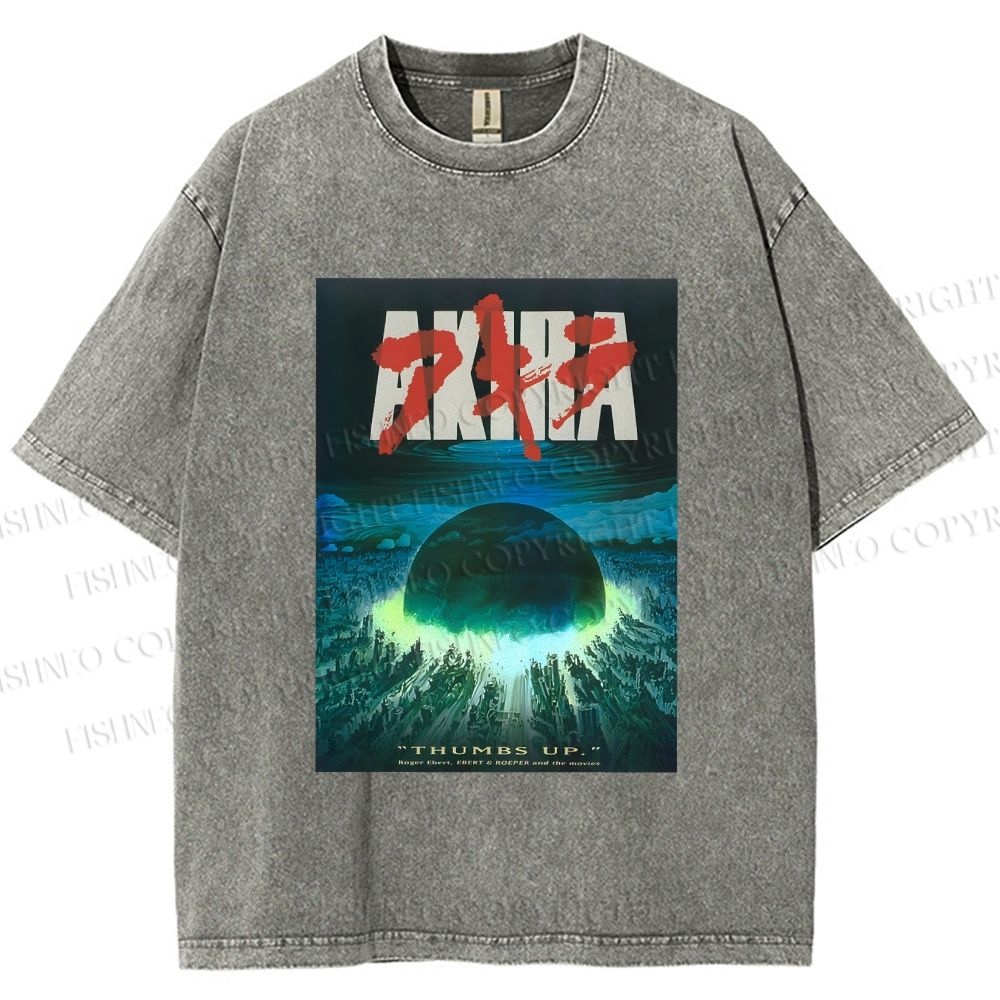 Unisex Akira Printed Washed Tee
