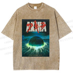 Unisex Akira Printed Washed Tee