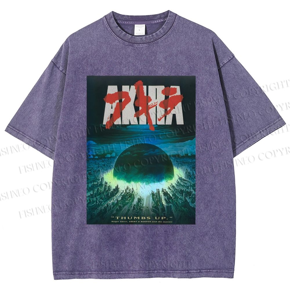Unisex Akira Printed Washed Tee