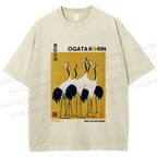 Unisex Ogata Korin Red Crown Cranes Printed Washed Tee